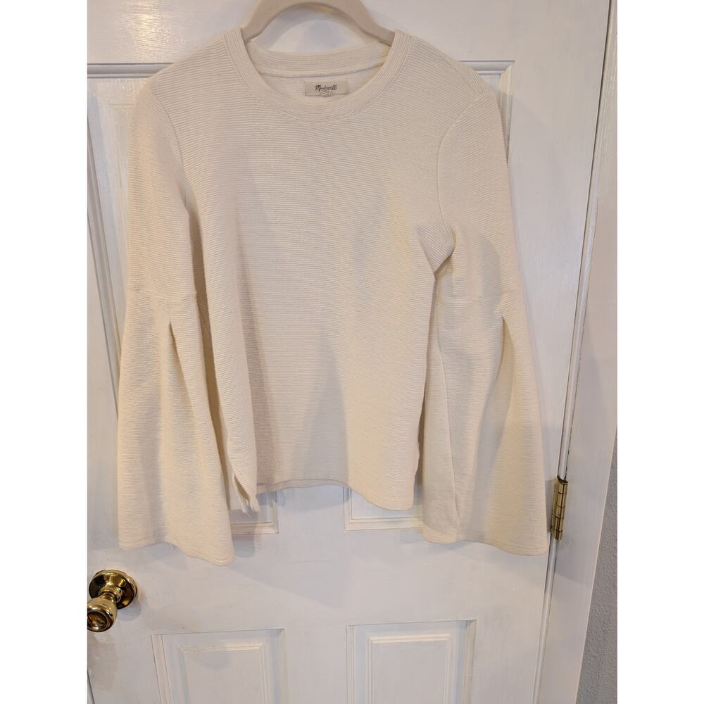 Madewell | Cream Ribbed Bell Sleeve Sweater | XS